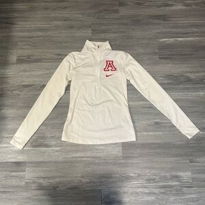 Nike University of Arizona White 1/4 Zip with Red Logo Small